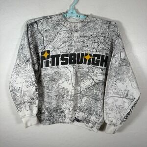 Vintage Sweatshirt Crewneck Mens Large Pittsburgh‎ Map All Over Print Sweater